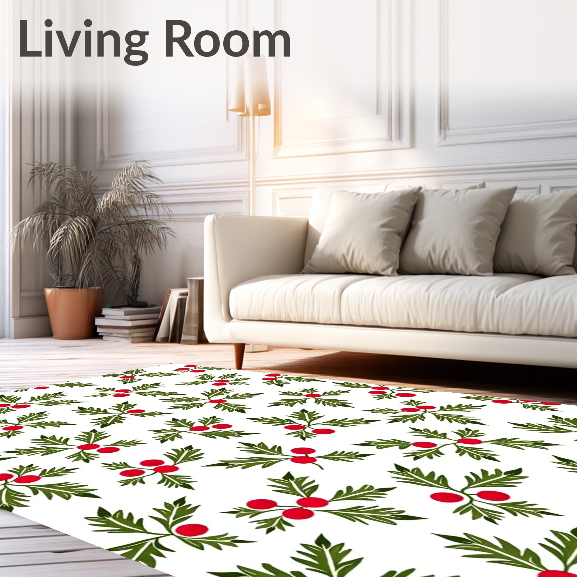 Classic Red Berry Holly Sprigs Rug