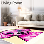 Vibrant Pink Dog Face Graphic Rug