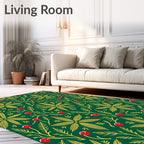 Green Golden Leaf Berry Sprig Rug