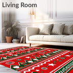 Red Green Festive Gnome Stars Ornaments Rug