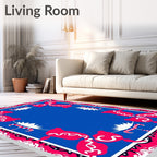 Bold Red Pink Blue Floral Medallions Rug