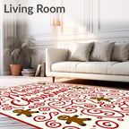 Red Swirl Gingerbread Man Christmas Collage Rug