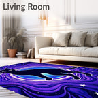 Cosmic Black Cat Starry Psychedelic Rug