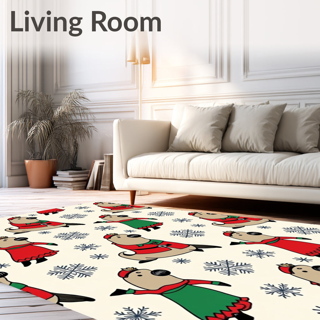 Christmas Seals and Snowflakes Pattern Rug