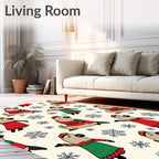 Christmas Seals and Snowflakes Pattern Rug