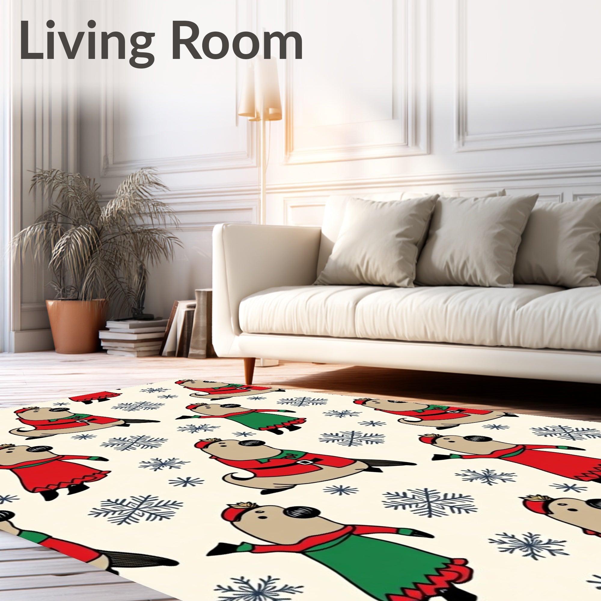 Christmas Seals and Snowflakes Pattern Rug