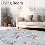 Whimsical Gray Winter Tree Homes Rug