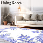 Blue Fern Frond Border Rug