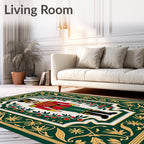 Green Nutcracker Berry Floral Frame Rug