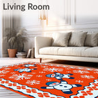 Orange Snowman Snowflake Christmas Border Rug