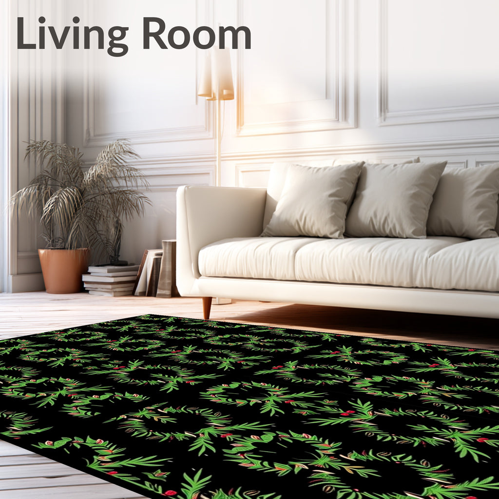 Green Red Beaded Wreath Mirror Rug