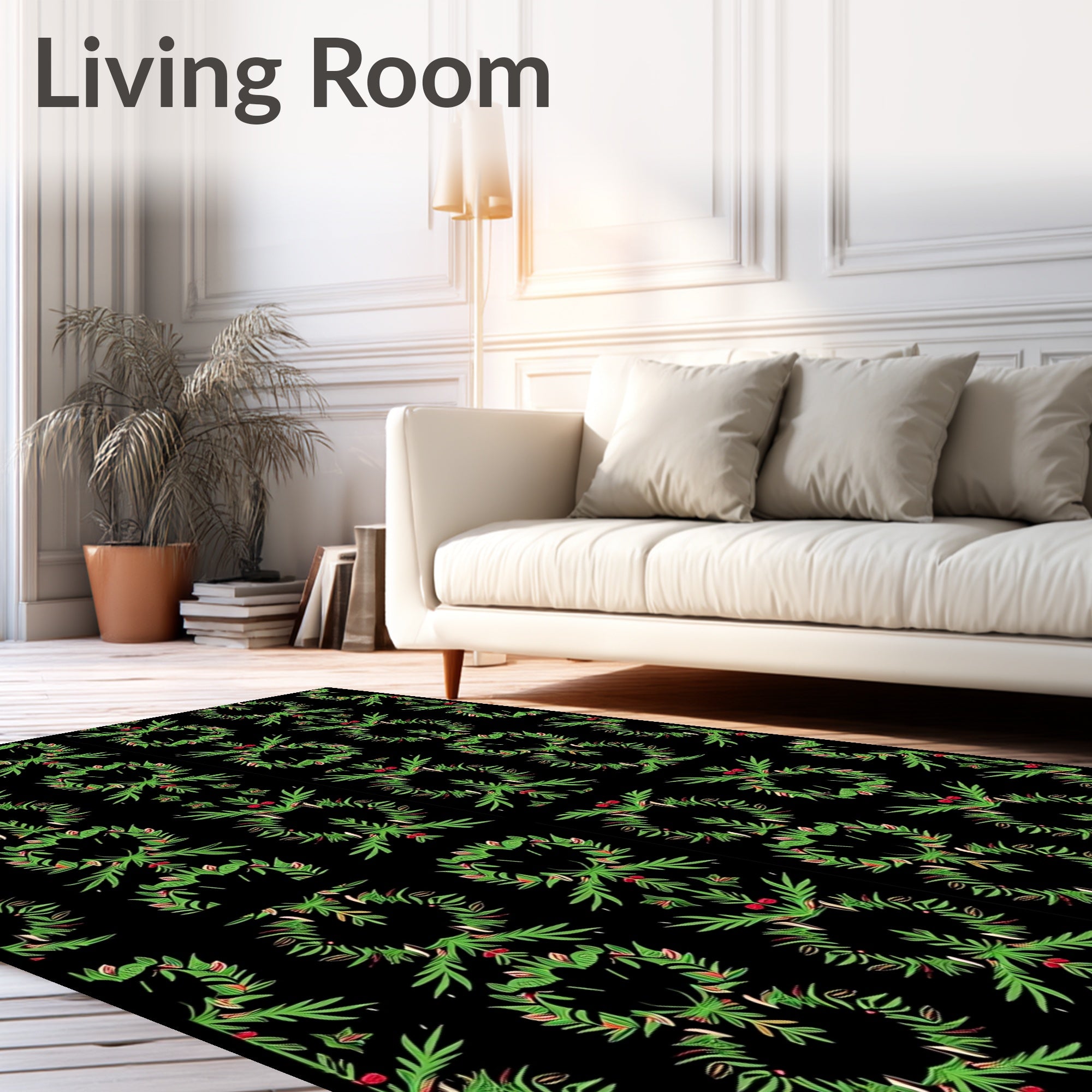Green Red Beaded Wreath Mirror Rug