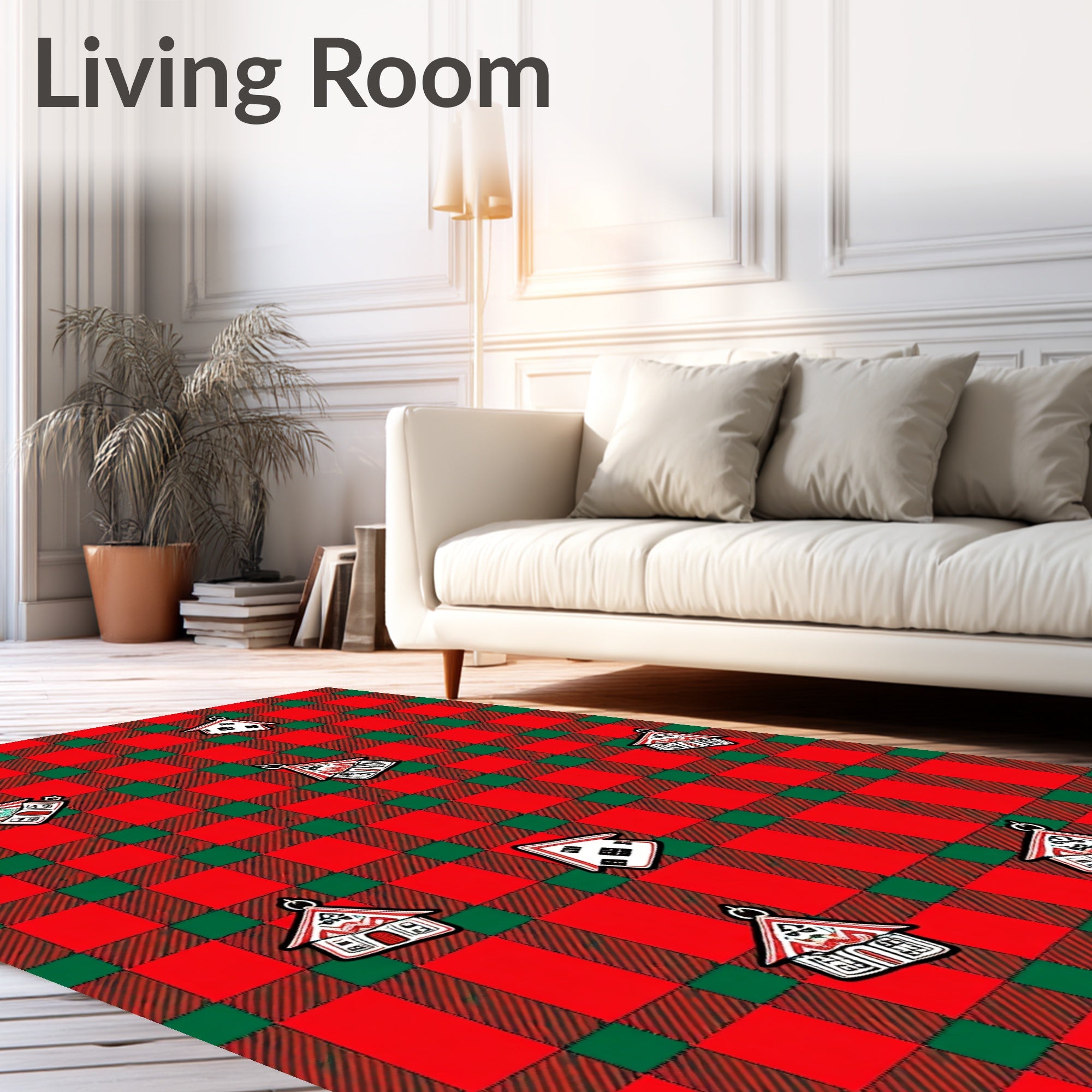 Red Green Buffalo Plaid Houses Rug