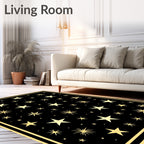 Golden Starry Night Celestial Graphic Rug