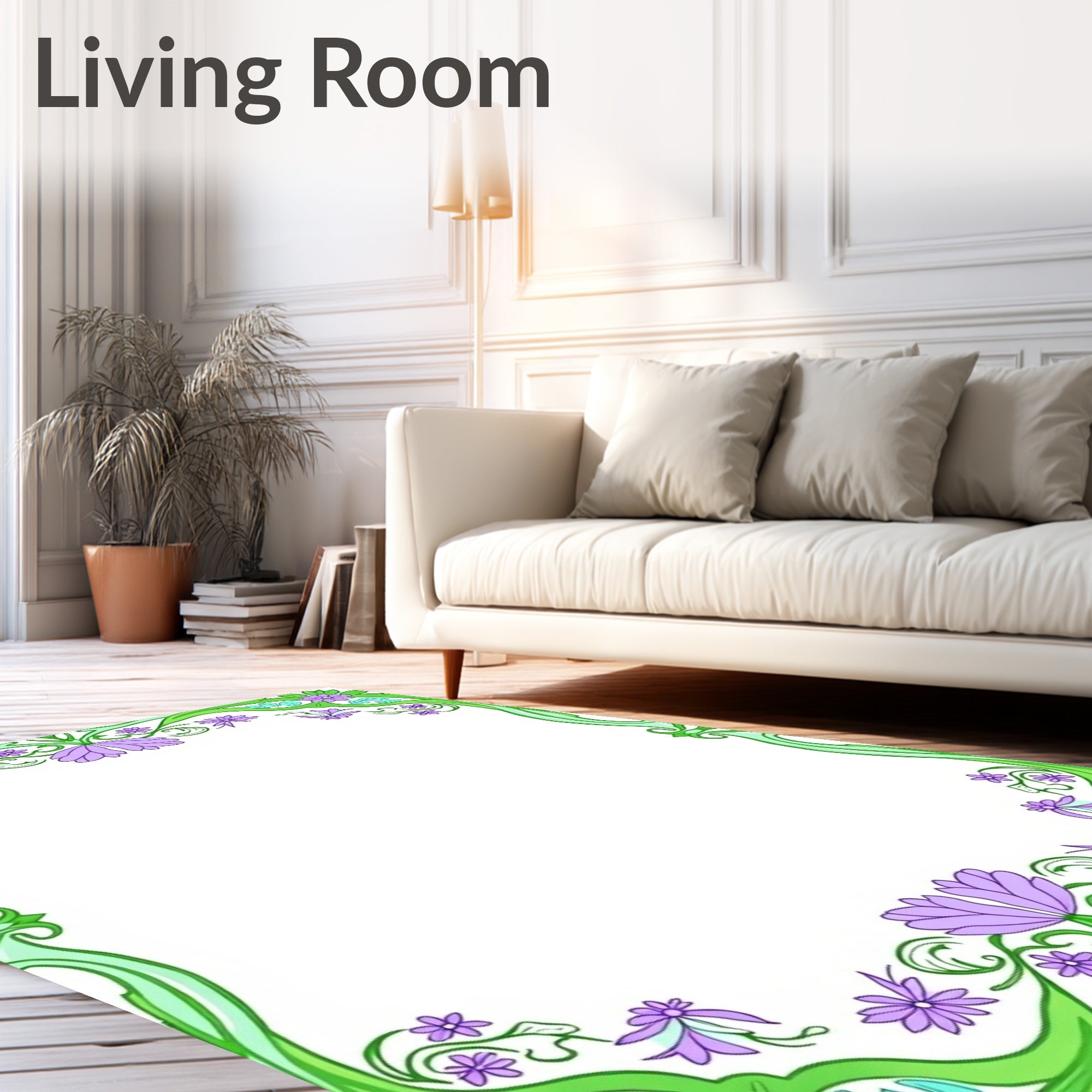 Art Nouveau Lilac Floral Vines Rug