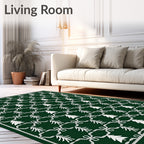 Forest Green White Tree Ensemble Rug