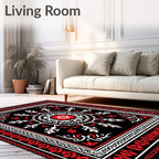 Bold Red Black White Medallion Rug