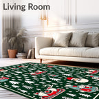 Festive Green Christmas Icon Collage Rug