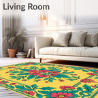Vibrant Yellow Floral Blossom Rug