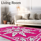 Vibrant Magenta Floral Sunburst Rug