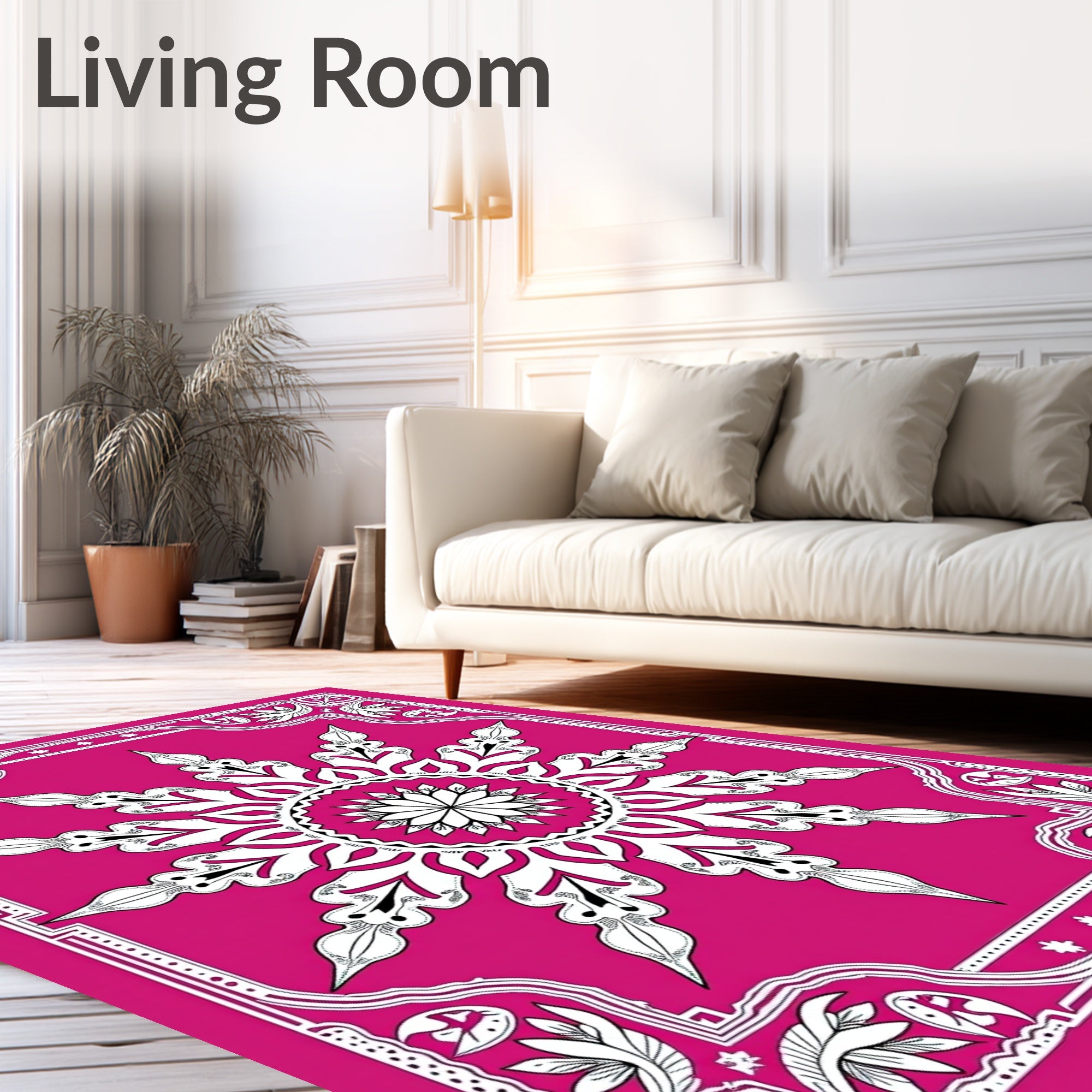 Vibrant Magenta Floral Sunburst Rug