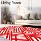 Bold Red Interlocking Stripe Rug