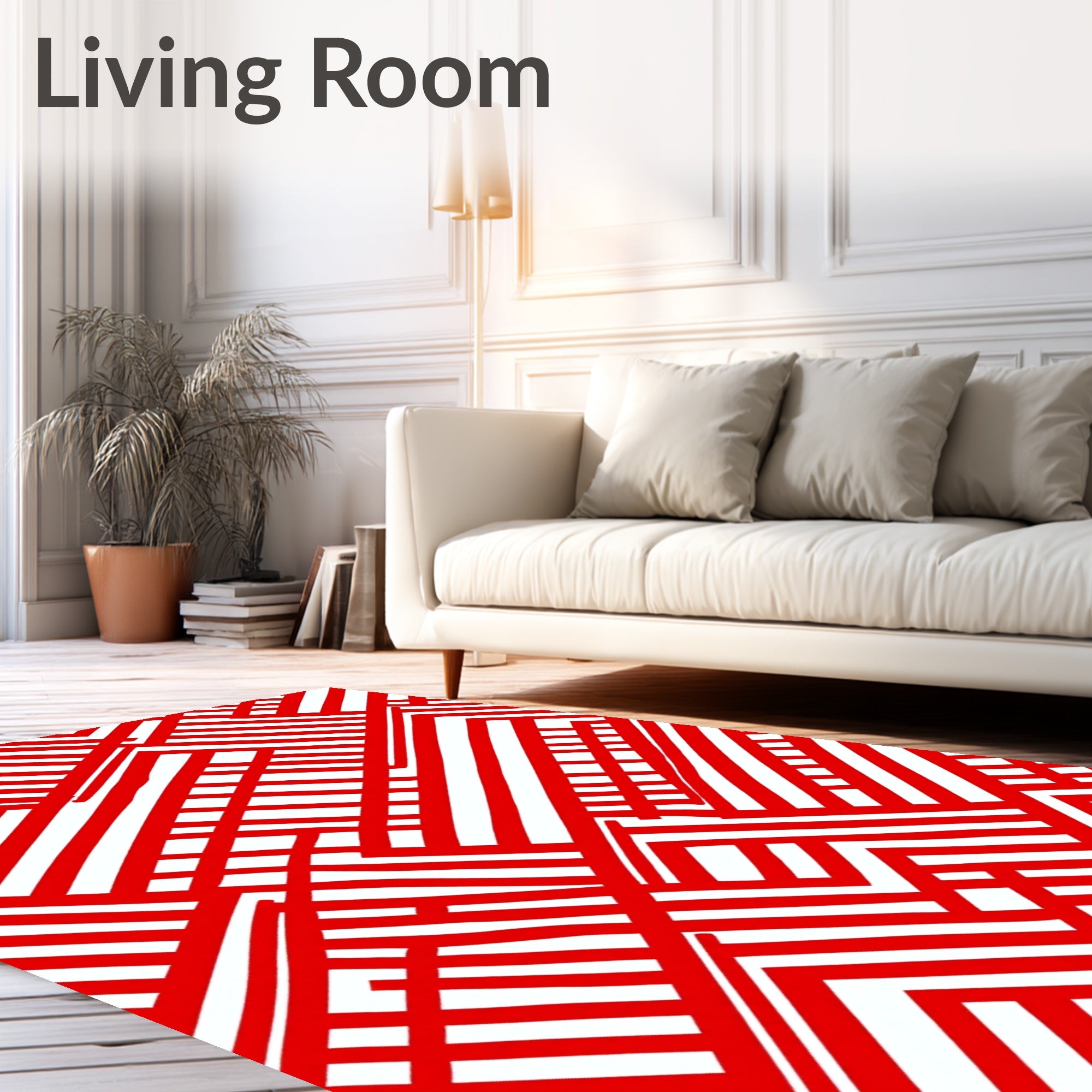 Bold Red Interlocking Stripe Rug
