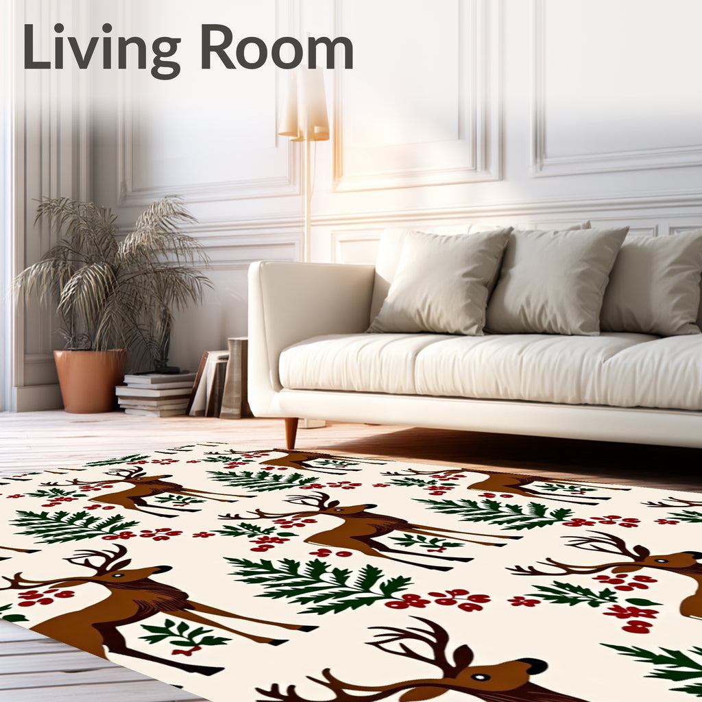 Majestic Brown Deer Forest Berry Accents Rug