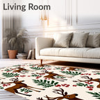 Majestic Brown Deer Forest Berry Accents Rug