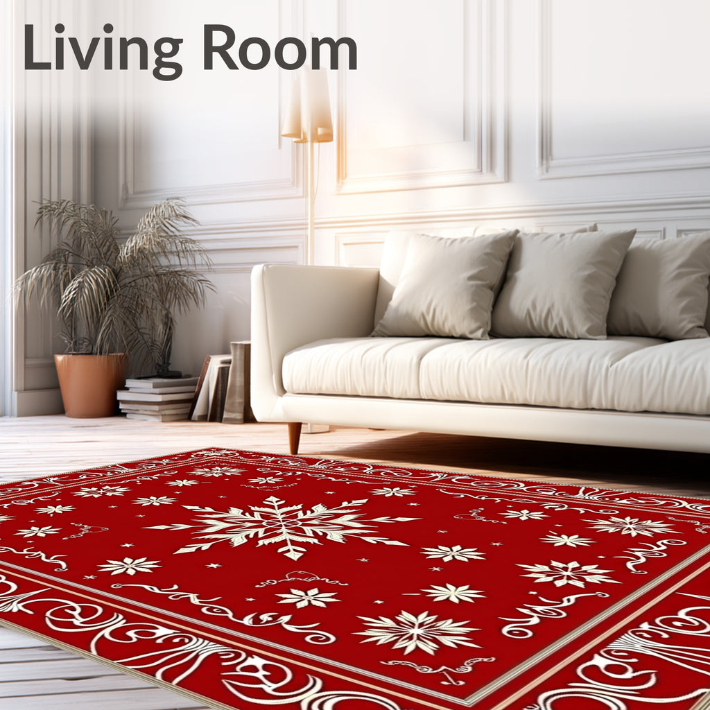 Crimson Snow Flake Medallion Border Rug
