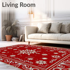 Crimson Snow Flake Medallion Border Rug