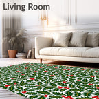 Classic Red Holly Berry Foliage Rug