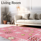 Pink Floral and Snowflake Medallion Rug