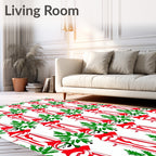 Red White Green Festive Figures Rug