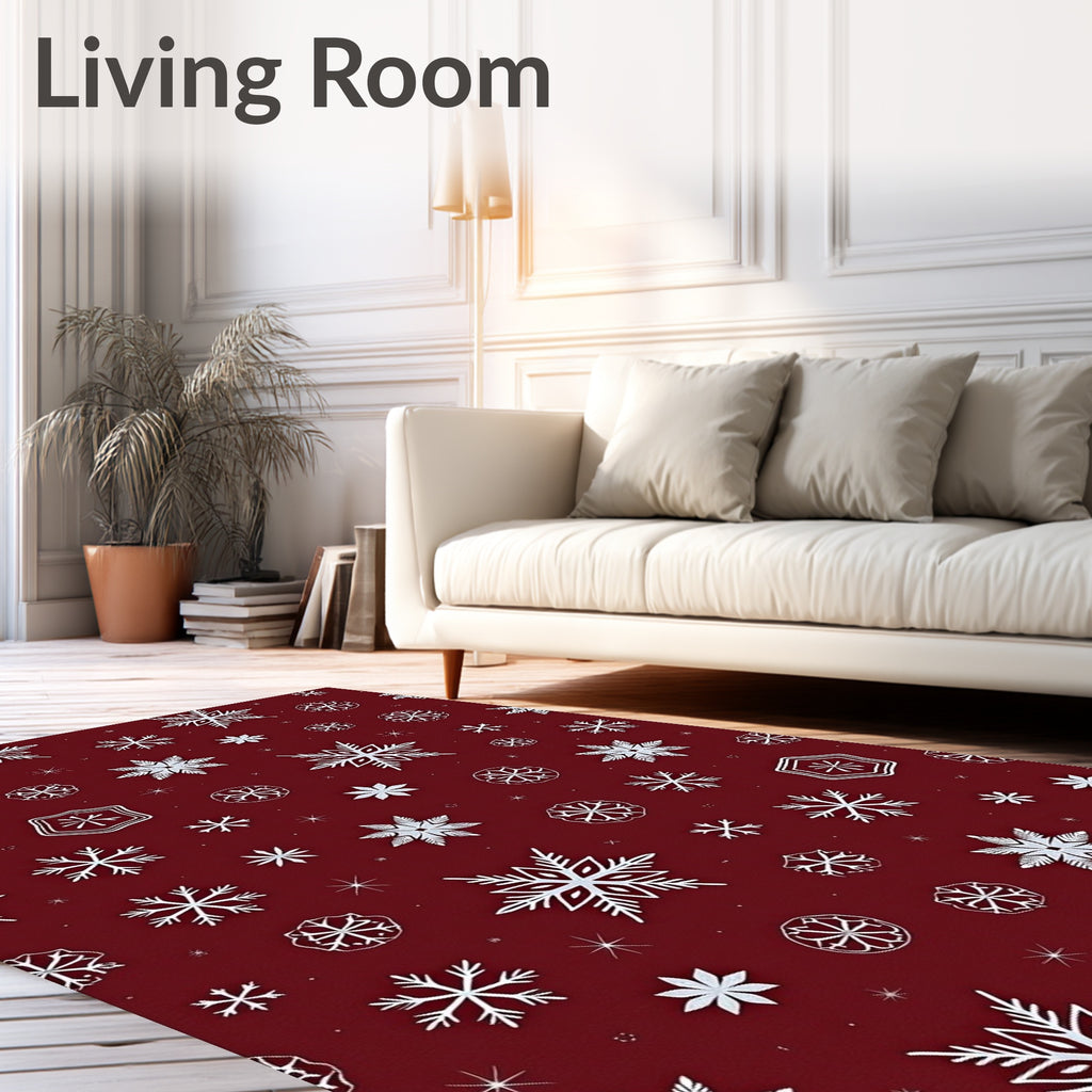 Deep Red Snowflake Scatter Rug