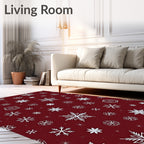 Deep Red Snowflake Scatter Rug