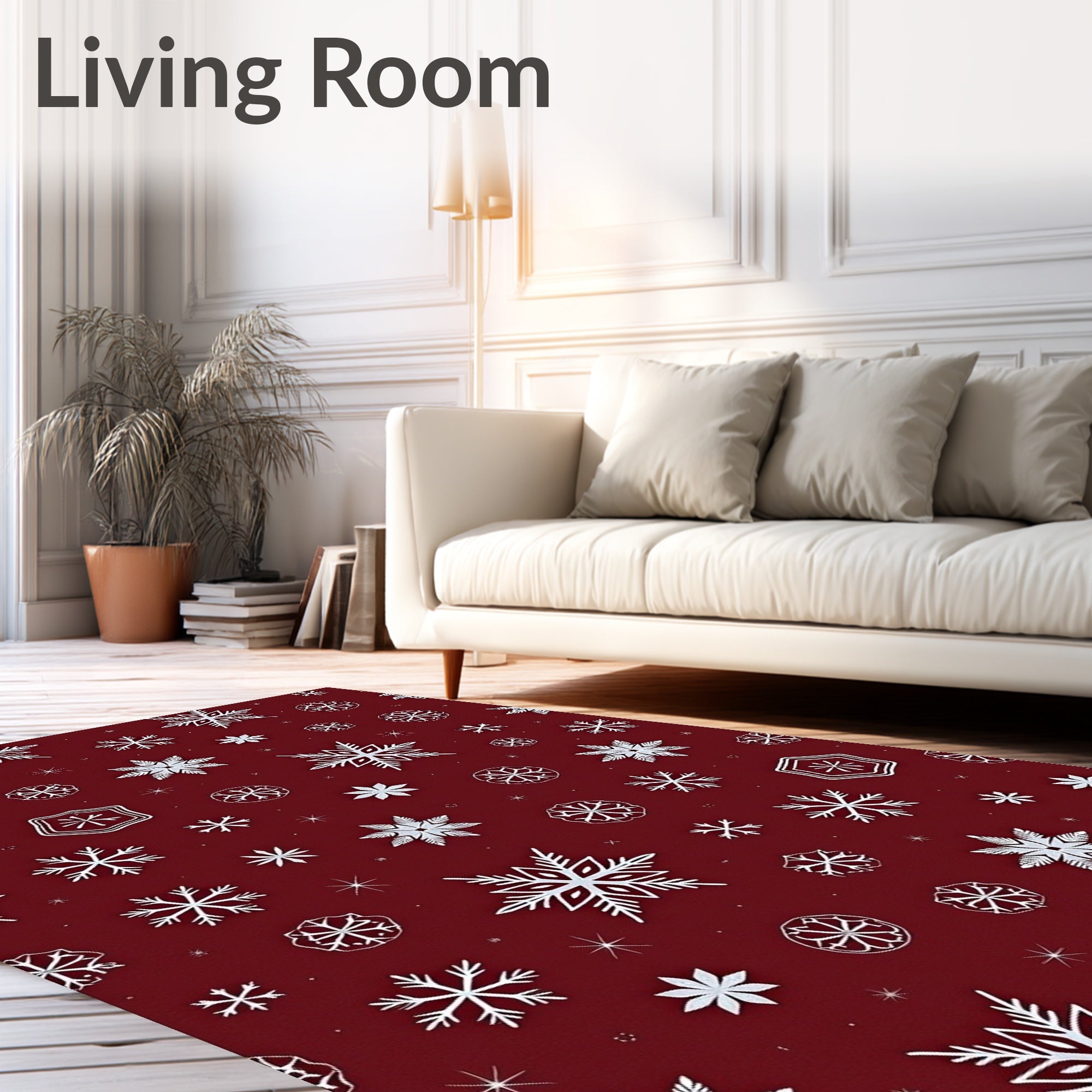 Deep Red Snowflake Scatter Rug