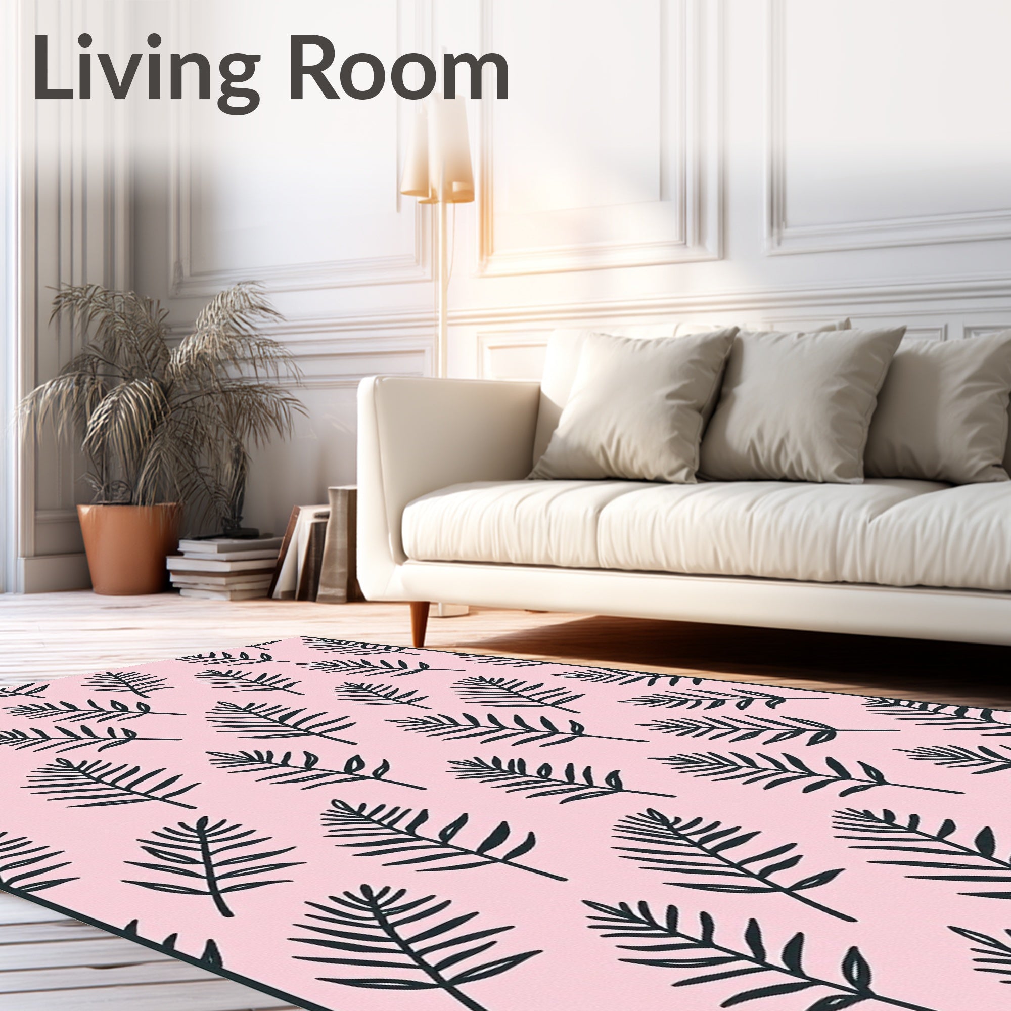 Pink Palm Frond Scatter Rug