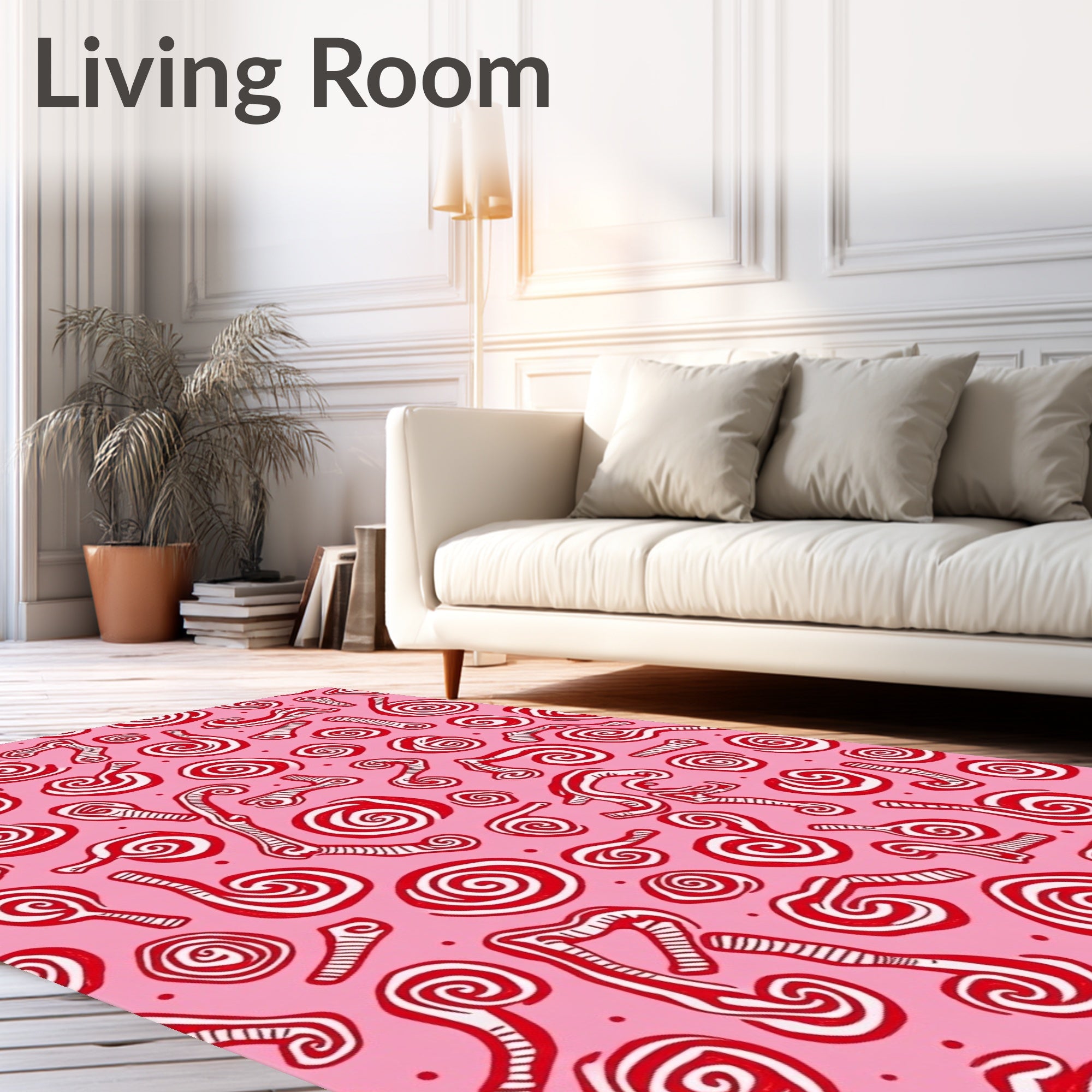 Pink Red Swirl Candy Abstract Rug