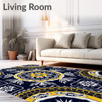 Navajo Inspired Medallion Blue Yellow Rug