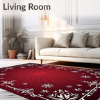 Deep Red Burst Snowflake Frame Rug