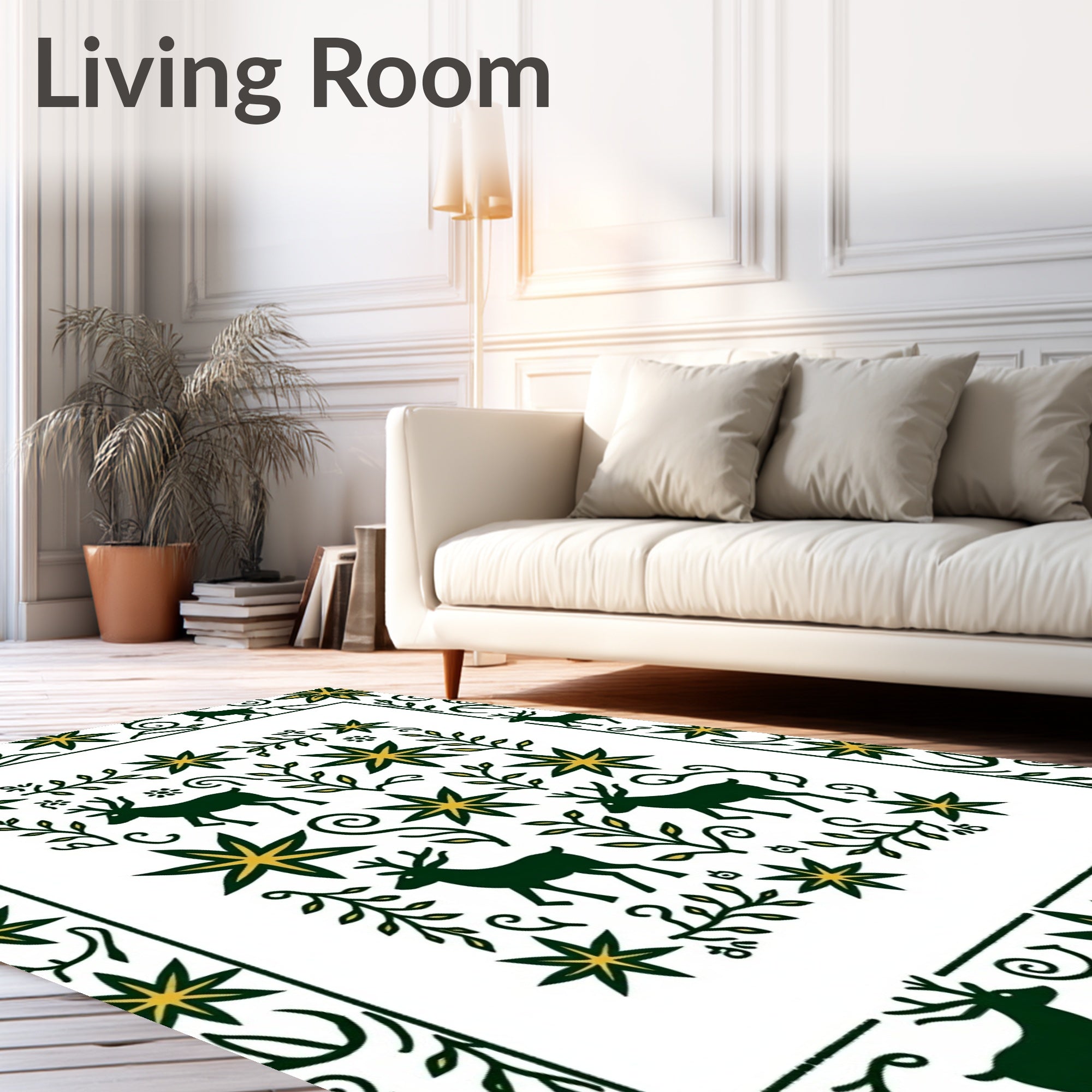Forest Deer Star Sprout Garland Rug