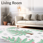 Whimsical Mint Christmas Trees Snowflakes Rug