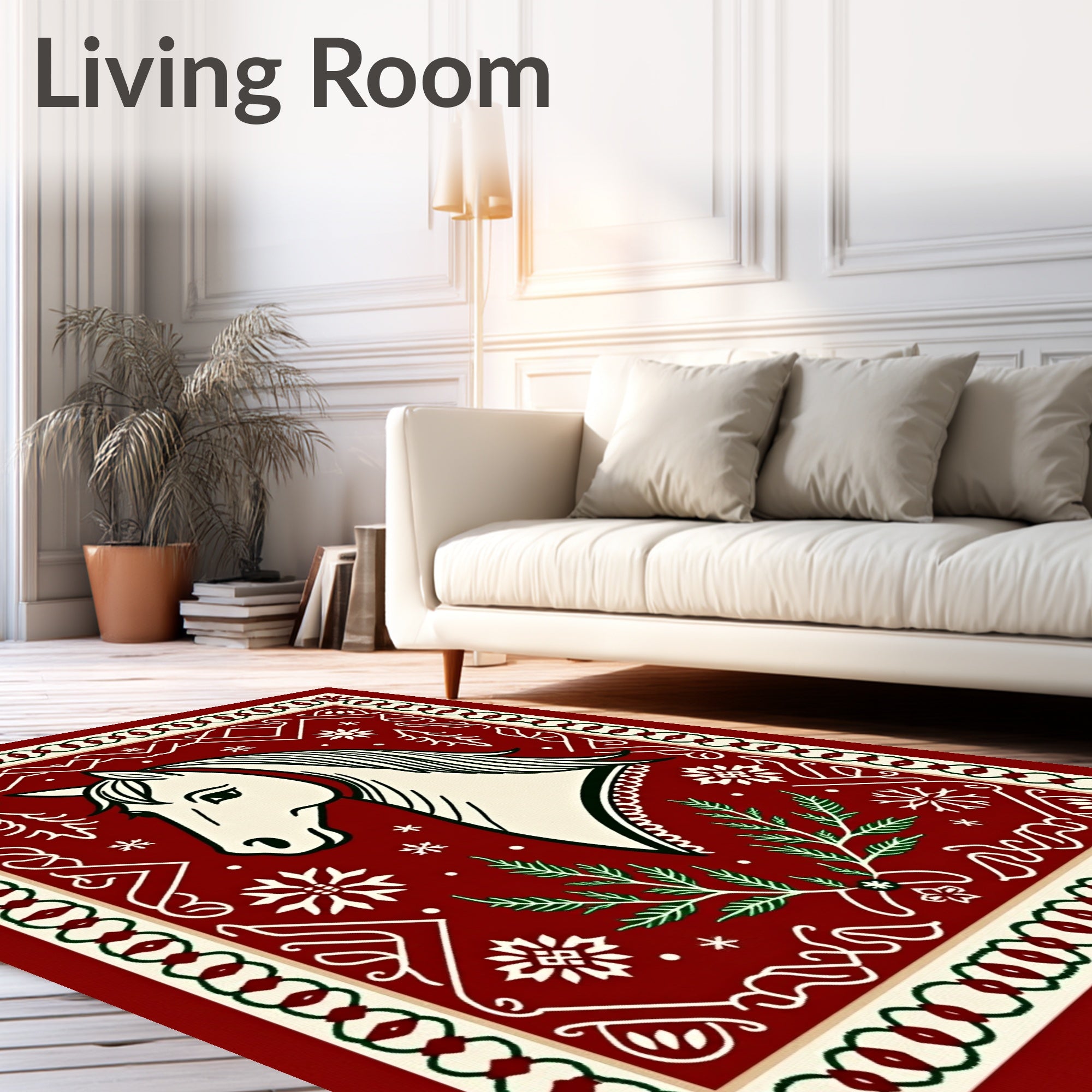 Crimson Horse Snowflake Garland Rug