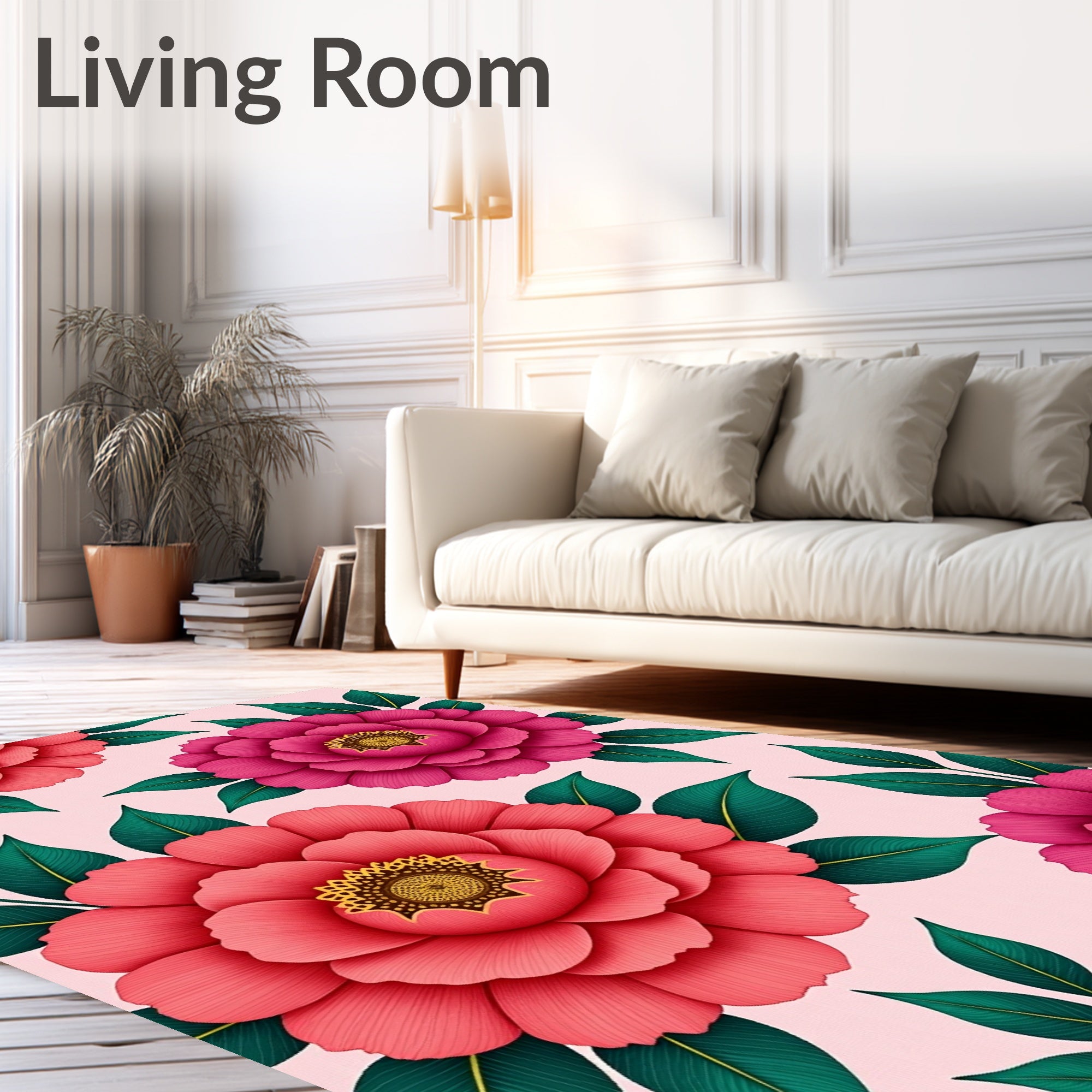 Large Fuchsia Coral Bloom Garden Rug