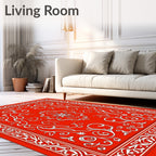 Vibrant Red Scrollwork Floral Medallion Rug