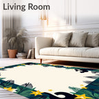 Dark Teal Jungle Star Bloom Rug