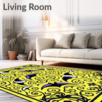 Yellow Bat and Moon Swirls Rug