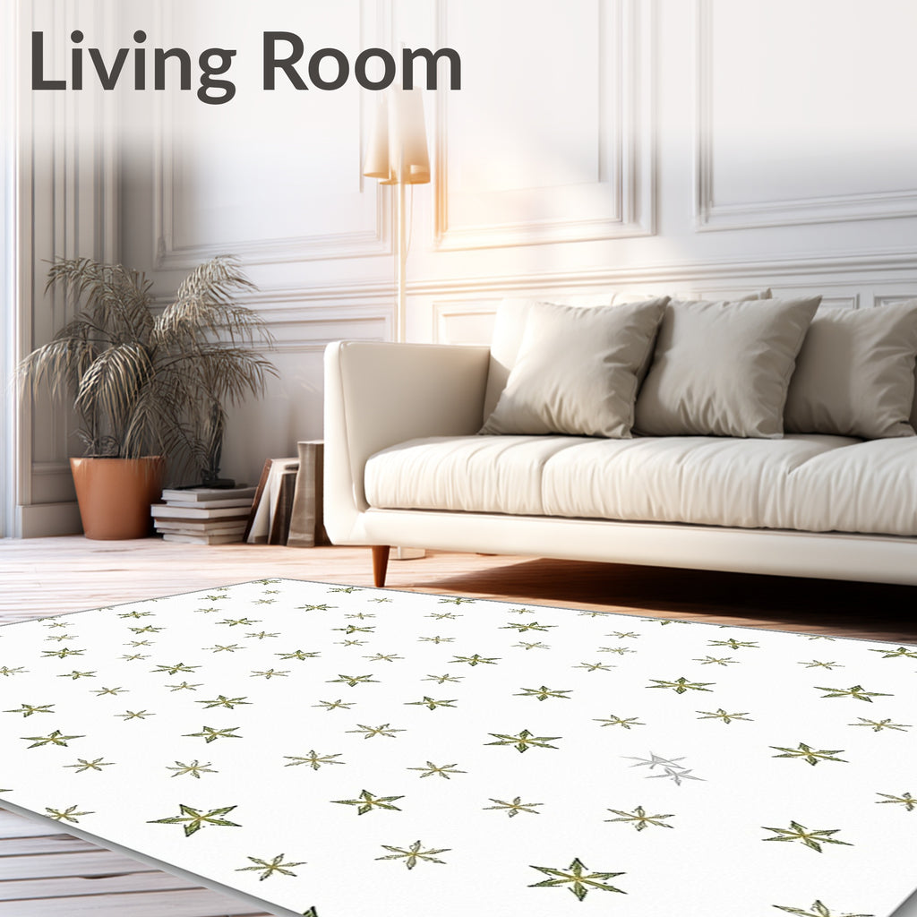 Scattered Golden Starburst White Ground Rug