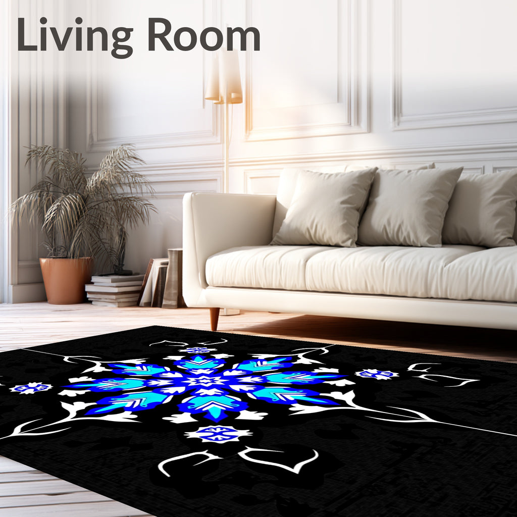 Classic Cobalt Teal Medallion Centerpiece Rug